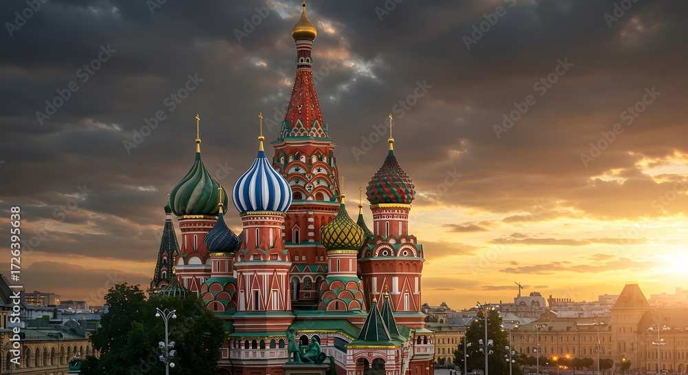 Fototapeta premium St. Basil's Cathedral at Dusk, Moscow, Russia