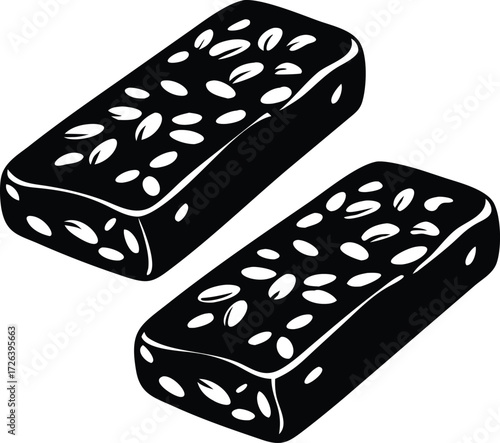 Two rectangular chocolate bars with scattered white seeds