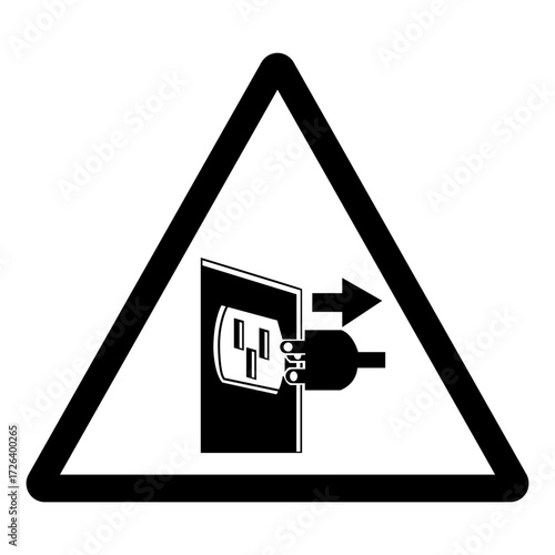 Disconnect Mains Plug From Electrical Outlet Symbol Sign,Vector Illustration, Isolated On White Background Label.EPS10