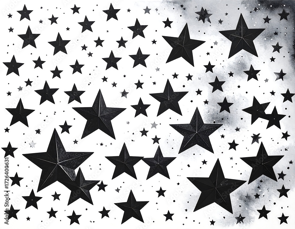 Fototapeta premium Black stars on a white background
