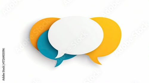 Colorful speech bubbles overlapping white background for chat