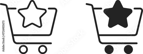 Shopping cart star symbol for favorite product, Loyalty customers symbol icon vector illustration
