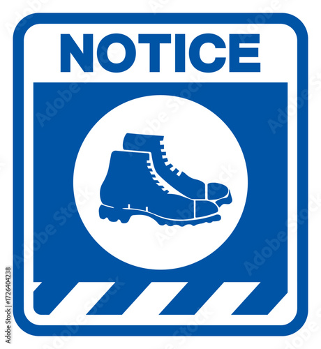 Notice Wear Foot Protection Symbol Sign,Vector Illustration, Isolated On White Background Label.EPS10