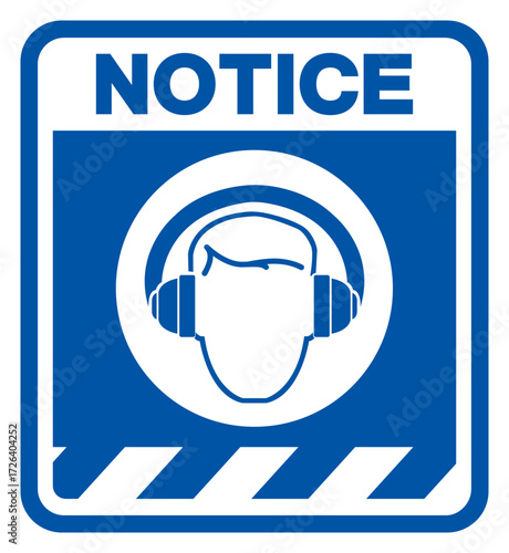 Notice Wear Earmuff Symbol Sign,Vector Illustration, Isolated On White Background Label.EPS10