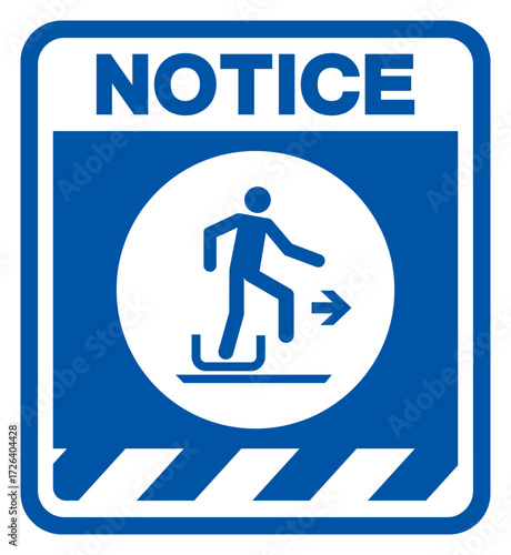 Notice Alighting from Toboggan To The Right Symbol Sign, Vector Illustration, Isolated On White Background Label. EPS10