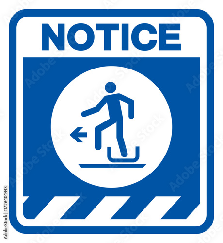 Notice Alighting from Toboggan To The Left  Symbol Sign, Vector Illustration, Isolated On White Background Label. EPS10