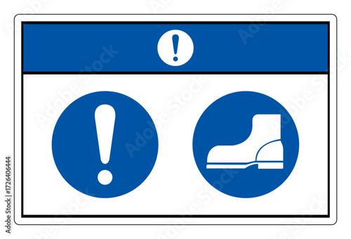 Notice Wear Foot Protection Symbol Sign,Vector Illustration, Isolated On White Background Label. EPS10