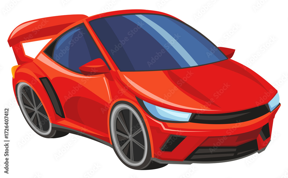 Naklejka premium Cartoon street racing car vehicle on white background illustration for children