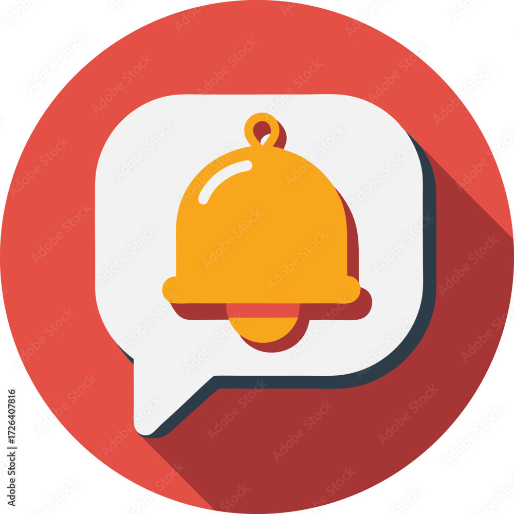 Fototapeta premium Flat pictogram of a comment bubble with bell notification.