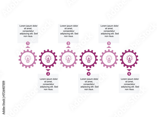 Vector infographic template illustrating a modern business process workflow. This flat design diagram features step-by-step processes with icons, arrows, and text placeholders. Ideal 5