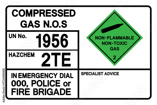 Compressed Gas UN 1956 Symbol Sign, Vector Illustration, Isolate On White Background, Label.EPS10