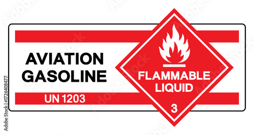 Aviation Gasloline UN 1203 Symbol Sign, Vector Illustration, Isolate On White Background, Label.EPS10