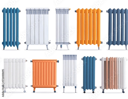 Variety of Colorful Vintage Radiators for Home Heating