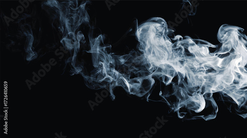 Abstract smoke patterns on a black background, ethereal and flowing