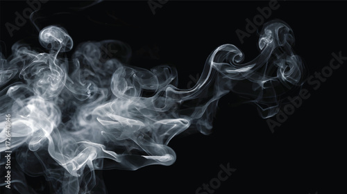 Abstract smoke patterns on a black background, ethereal and flowing