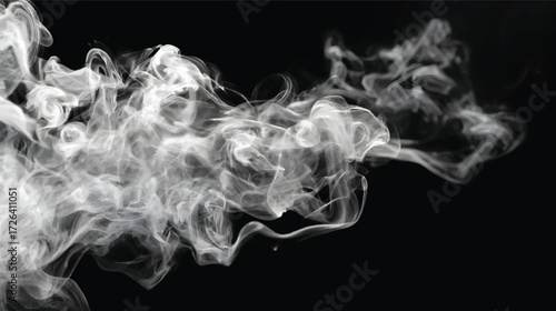 Abstract smoke patterns on a black background, ethereal and flowing