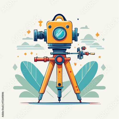 Geometric Illustration of a Surveying Instrument Leveling, Precision, and Engineering Concepts