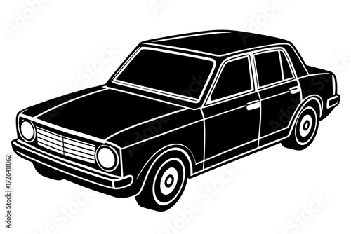 Vector art of classic sedan car for transportation design