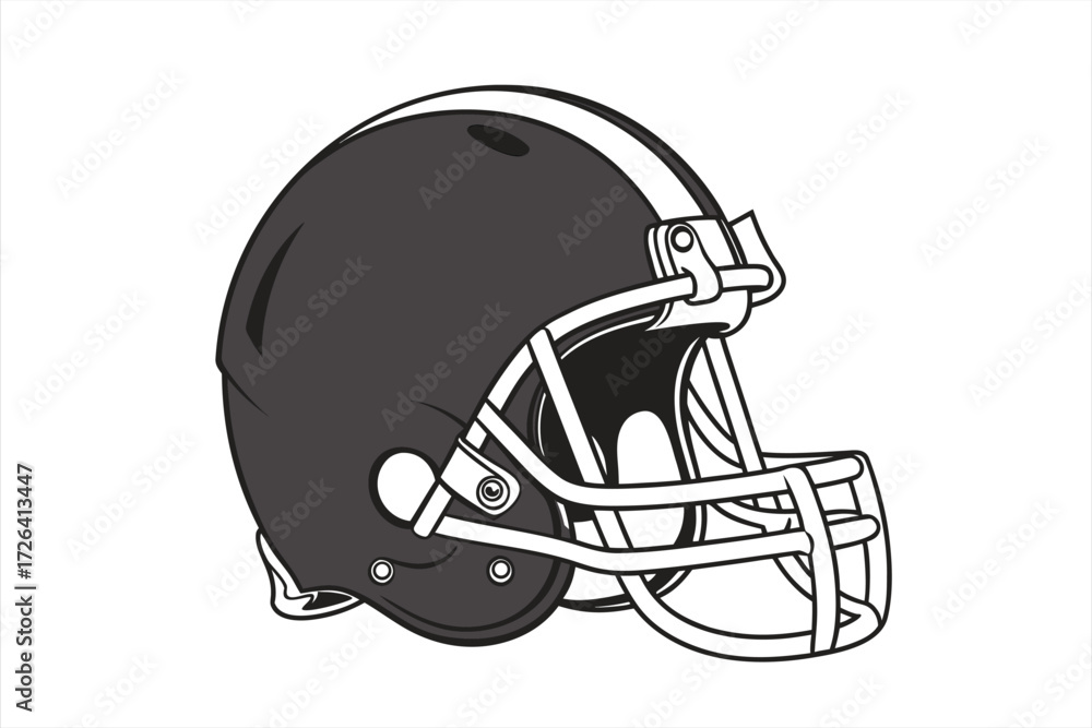 Fototapeta premium black football helmet vector on white background