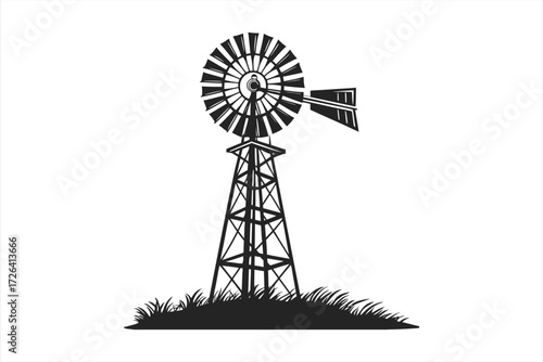 black  windmill vector on  white  background   1