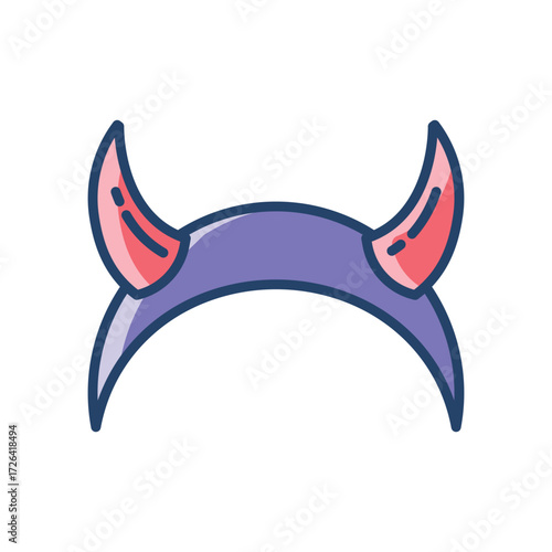 A purple headband with pink devil horns