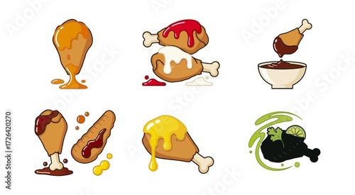 Chicken dishes with sauces