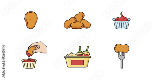 Chicken nuggets dipping sauces and food