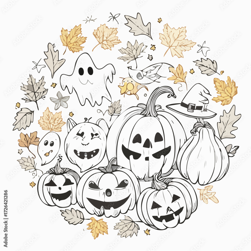 Fototapeta premium Simple Cartoon Halloween Coloring Page Vector