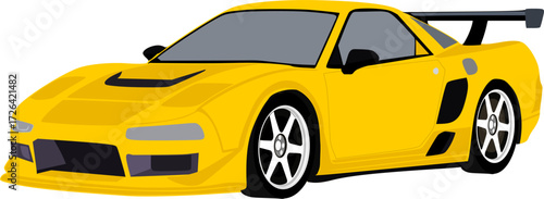Bright Yellow JDM Mid-Engine Sports Car 