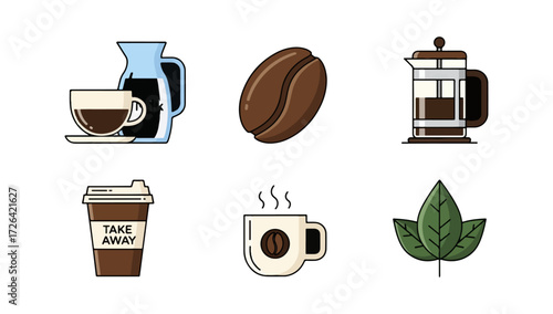 Coffee icons set