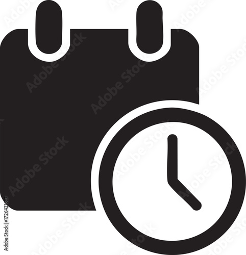 Calendar Time Scheduling Clock Silhouettes Vector Icon