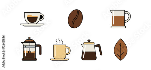 Coffee making equipment illustrations