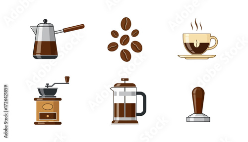 Coffee making equipment illustration