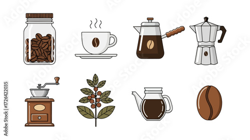 Coffee making icons collection