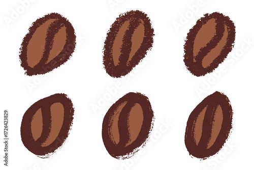 Set of simple hand drawn coffee bean Drink doodle Single element for print, web, design, decor