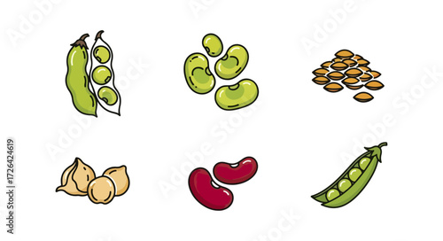 Collection of various beans and peas