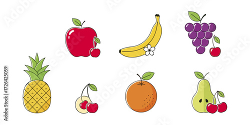 Colorful fruit icons