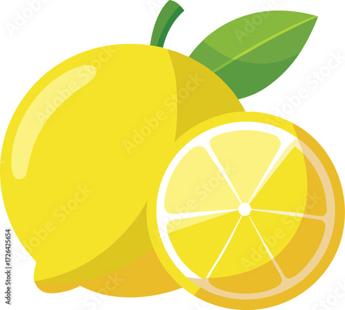 Vibrant yellow lemons fresh citrus fruit half and whole with green leaf refreshing healthy food