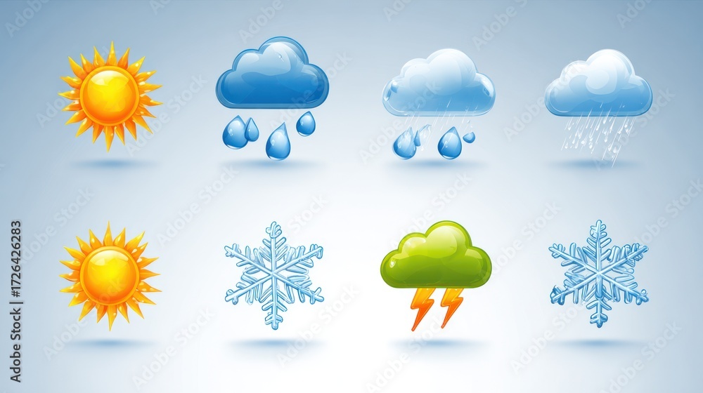 Fototapeta premium Weather icons, various conditions