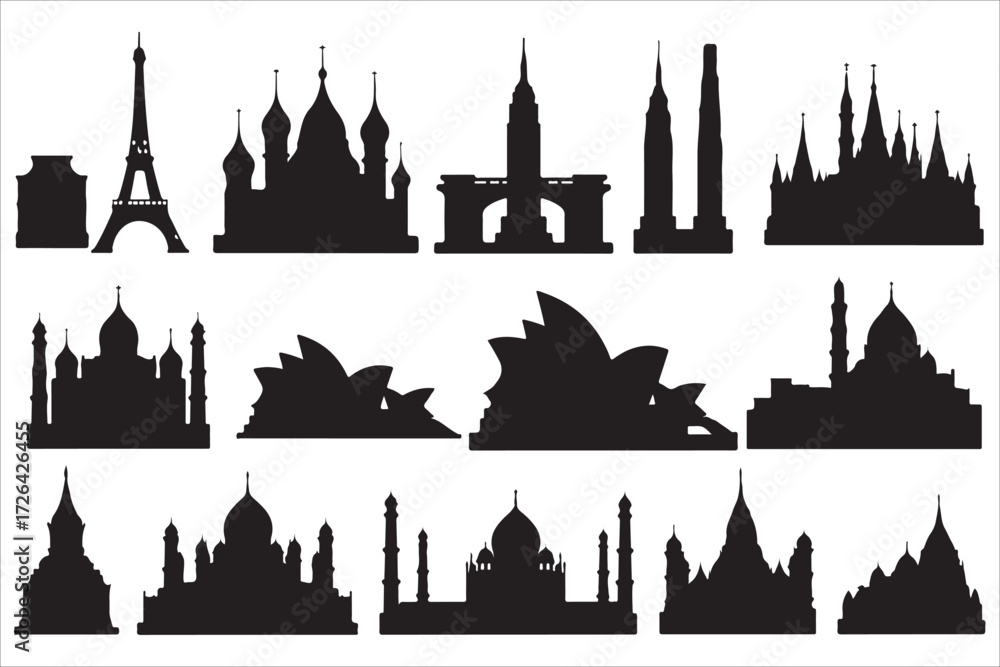 Fototapeta premium silhouette of famous European parliament and clock tower skyline