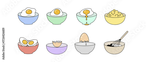 Egg preparation steps illustrated