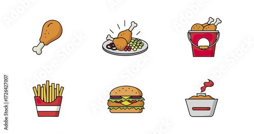 Fast food icons set