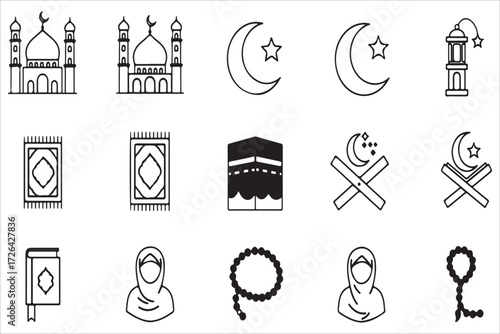 set of vector church icons