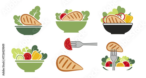 Grilled chicken salad illustration