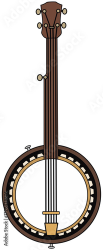 5-string banjo with strap hooks and mahogany neck