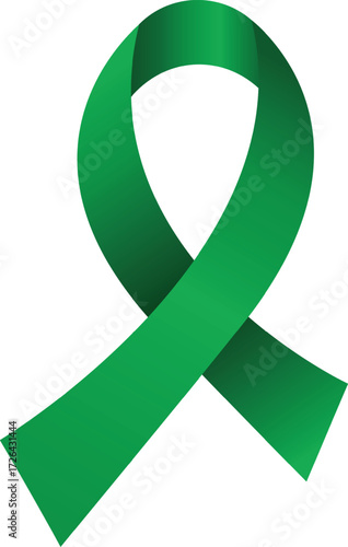 Vector art of green ribbon is a symbol of awareness for various causes, including mental health, organ donation, and environmental protection