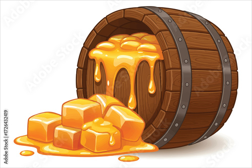 wooden wine barrel illustration isolated on white background