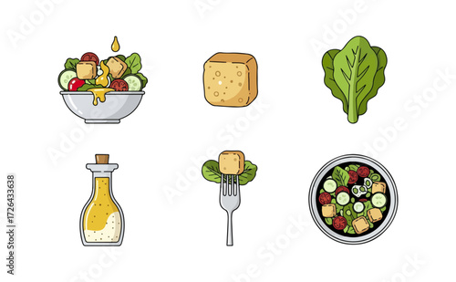 Salad ingredients and dressing