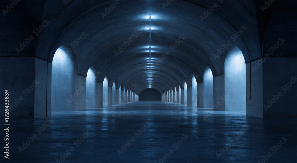Obraz premium Empty Concrete Tunnel Architectural Design