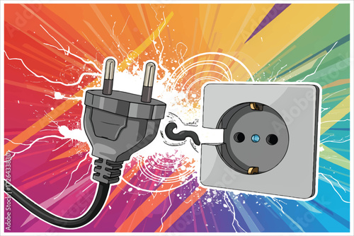 electric plug and socket vector illustration icon design